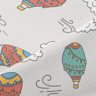Hot Air Balloon And Clouds Piqué