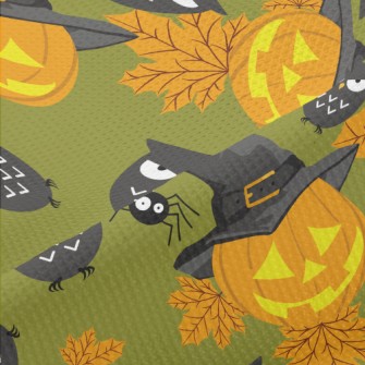 Halloween Pumpkin And Spider Piqué