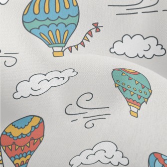 Hot Air Balloon And Clouds Lightweight Performance Linen