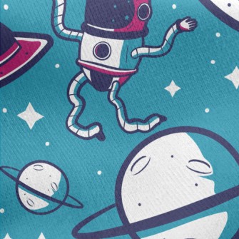 Planet And Dancing Spaceman Jersey Backed Fleece