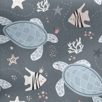 Turtles And Tropical Fish Jersey Backed Fleece