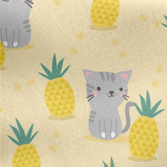 Pineapple Gray Cat Jersey Backed Fleece