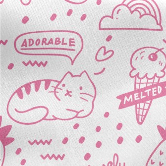 Ice Cream And Cats Jersey Backed Fleece