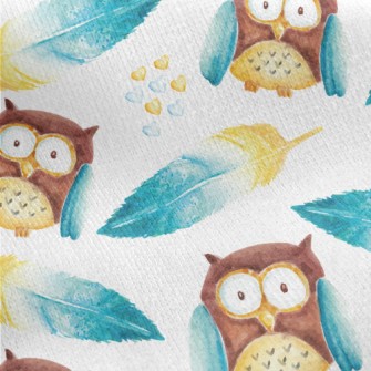 Owl And Feathers Jersey Backed Fleece
