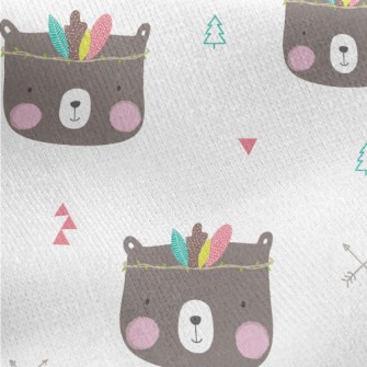 Feather Decorated Bear Jersey Backed Fleece