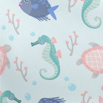 Seahorse And Turtle Pongee