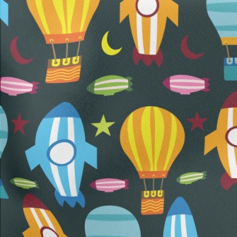 Rocket Ship Lightweight Cotton Poplin