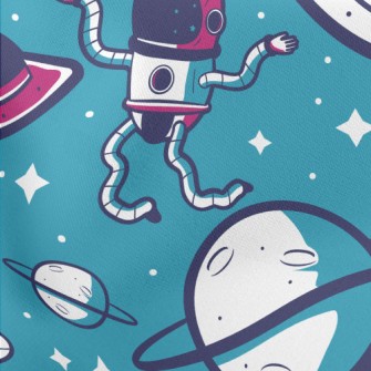 Planet And Dancing Spaceman Lightweight Cotton Poplin