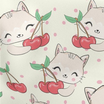 Cherry Cat Lightweight Cotton Poplin