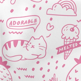 Ice Cream And Cats Lightweight Cotton Poplin