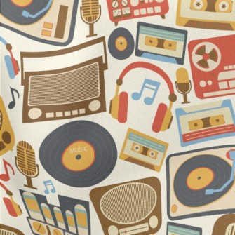Retro Music Equipment Lightweight Cotton Poplin