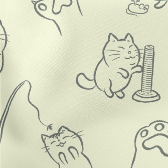 Kitten Playing Lightweight Cotton Poplin