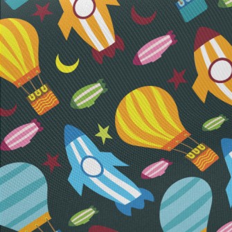 Rocket Ship Midweight Cotton Poplin