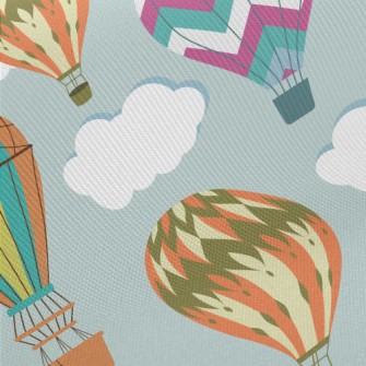 Vintage Hot Air Balloon Midweight Cotton Poplin