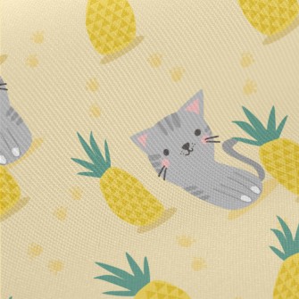 Pineapple Gray Cat Midweight Cotton Poplin
