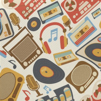 Retro Music Equipment Midweight Cotton Poplin