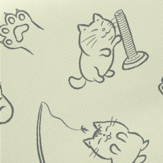 Kitten Playing Midweight Cotton Poplin