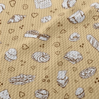 Hand Drawn Various Bread And C Birdseye Piqué