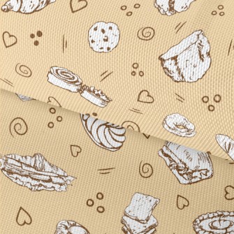 Hand Drawn Various Bread And C Waterproof Oxford