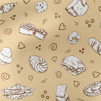 Hand Drawn Various Bread And C Waterproof Canvas