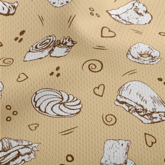 Hand Drawn Various Bread And C Athletic Mesh Flat Back