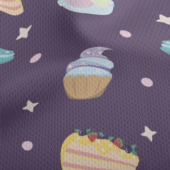 Various Desserts With Polka Do Athletic Mesh Flat Back