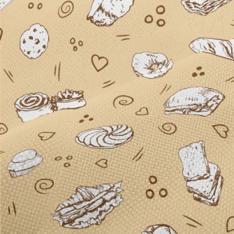Hand Drawn Various Bread And C Performance Linen