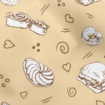 Hand Drawn Various Bread And C Micro Fleece