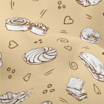 Hand Drawn Various Bread And C Lightweight Performance Linen