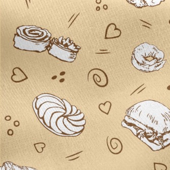 Hand Drawn Various Bread And C Jersey Backed Fleece
