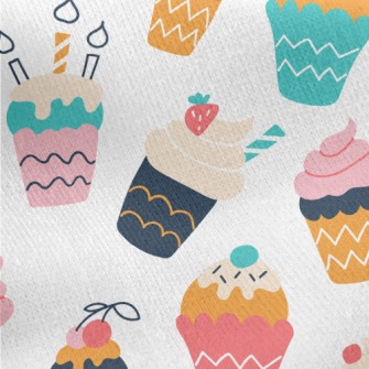 Cute Colorful Ice Cream Cup Jersey Backed Fleece