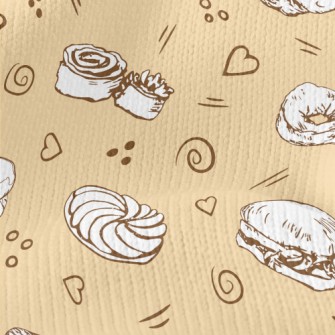 Hand Drawn Various Bread And C Stretch Jersey