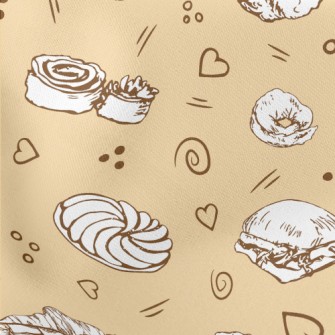 Hand Drawn Various Bread And C Lightweight Cotton Poplin