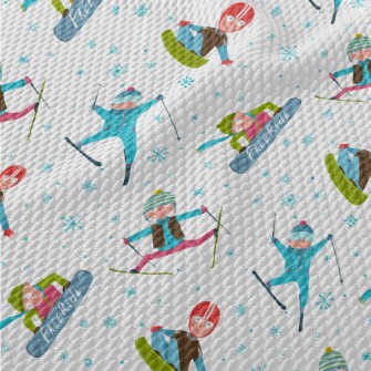 Boy Skiing In Winter Birdseye Piqué