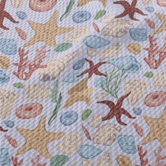 Hand Drawn Starfish Coral Shel Birdseye Piqué