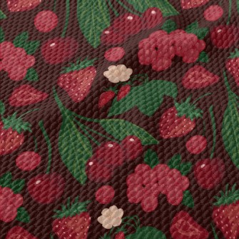 Red Strawberry Cherry Berries Birdseye Piqué