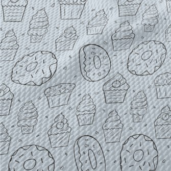 Hand Drawn Ice Cream And Donut Birdseye Piqué