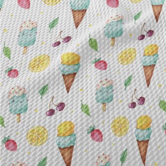 Hand Drawn Ice Cream With Stra Birdseye Piqué