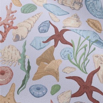 Hand Drawn Starfish Coral Shel Chiffon