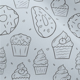 Hand Drawn Ice Cream And Donut Chiffon