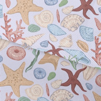 Hand Drawn Starfish Coral Shel Waterproof Oxford