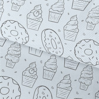 Hand Drawn Ice Cream And Donut Waterproof Oxford