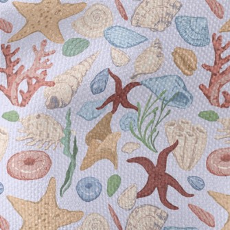 Hand Drawn Starfish Coral Shel Waterproof Canvas