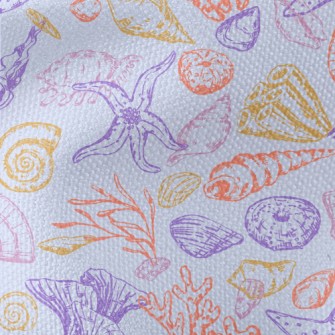 Color Lines Starfish Shells Se Waterproof Canvas