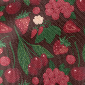 Red Strawberry Cherry Berries Waterproof Canvas