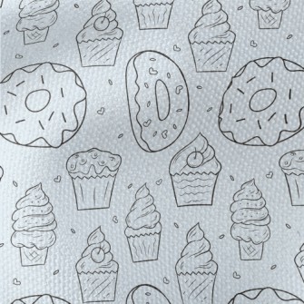 Hand Drawn Ice Cream And Donut Waterproof Canvas