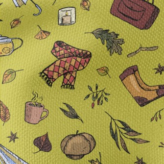 Autumn Maple Leaves And Hot Te Waterproof Canvas