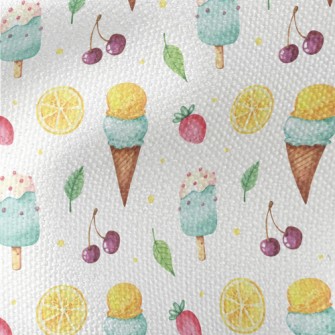 Hand Drawn Ice Cream With Stra Waterproof Canvas