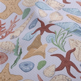 Hand Drawn Starfish Coral Shel Athletic Mesh Flat Back