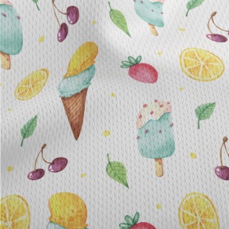 Hand Drawn Ice Cream With Stra Athletic Mesh Flat Back